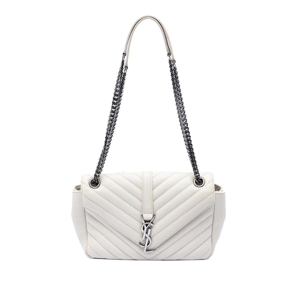 Pre-Loved Saint Laurent Medium Chevron Calfskin Monogram Envelope Bag